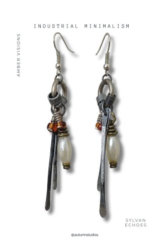 Amber Visions: Industrial Minimalism Earrings